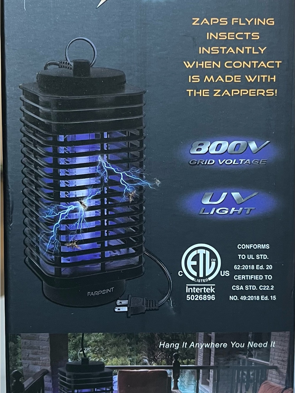 Farpoint UV Bug Zapper - Black with UV Light